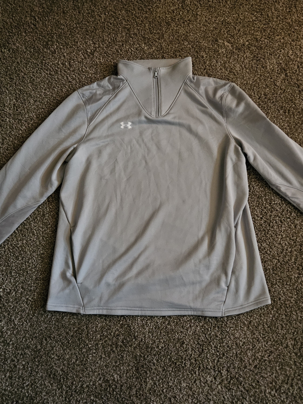 Under Armour Sweatshirt Mens XL Gray Quarter Zip Pullover Loose Fit Tiger